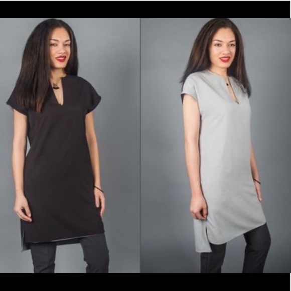 Betabrand Dresses & Skirts - Betabrand Reversible Travel Tunic Dress Black Gray